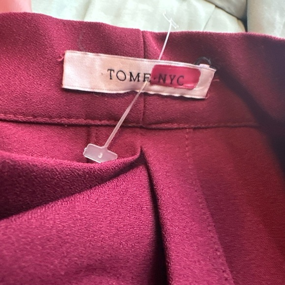 Tome NYC Women's Tie Front V-Neck Dress burgundy Sz 14 - Picture 3 of 4